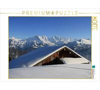 CALVENDO Puzzle Winter Fairy Tale - Snow-covered Alpine Hut - Eiger, Mönch, Jung