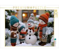 CALVENDO Puzzle Winterspaß beim Schneemannbauen | 1000 Teile Lege-Größe 64 × 48