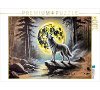 CALVENDO Puzzle Wolf howls to the moon Charcoal drawings in soft pastel tones |