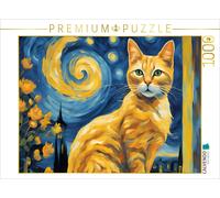 CALVENDO Puzzle Yellow cat painted after van Gogh | 1000 pieces, finished size 2