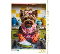 CALVENDO Puzzle Yorkshire Terrier doing the dishes - cute, funny and original |