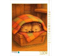 CALVENDO Puzzle Zwei Igel kuscheln unter einer Decke | 1000 Teile Lege-Größe 64