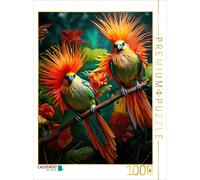CALVENDO Puzzle Deux Oiseaux de Paradis avec Plumage coloré et Lumineux Assis Entre des Fleurs délicates | 1000 pièces de Taille de la Ponte 48 x 64 cm Puzzle Photo pour des Heures heureuses