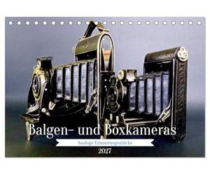 CALVENDO - Soufflet et caméras box - Souvenirs analogiques (calendrier de table 2027 DIN A5 paysage), calendrier mensuel: Un appareil photo comme des boîtes à chaussures?