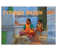 CALVENDO - Typique de l'Inde - En déplacement au Rajasthan (calendrier mural 2027 DIN A2 paysage) - Calendrier mensuel : vêtements colorés, rituels religieux et la vie quotidienne dans l'État du