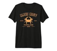 Calvert County Maryland USA Crab Vieilli T-Shirt Haut de Gamme