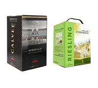 Calvet - Bordeaux AOP Vin Rouge - France - Bag in Box BIB 10L (1 x 10L) & Alexander Steinbach - Vin Blanc Riesling BIB Bag in Box (1 x 3 l)