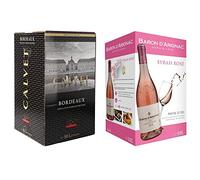 Calvet - Bordeaux AOP Vin Rouge - France - Bag in Box BIB 10L (1 x 10L) & Baron d'Arignac - Vin rosé 10L Syrah IGP Pays d'Oc - Bag in Box BIB 10L (1 x 10L)