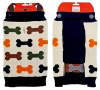 CALVI CANINE Manteau d'hiver chaud pour chien, chiot et chat de petite, moyenne et grande taille (imprimé os bleu marine, taille M)