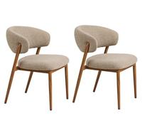 CALVI - Lot de 2 chaises beiges pieds clairs Beige