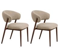 CALVI - Lot de 2 chaises beiges pieds foncés Beige