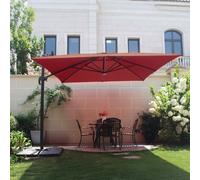 Calvia parasol terracotta droit rectangle 3,95 x 2,95 m rotatif à 360 led