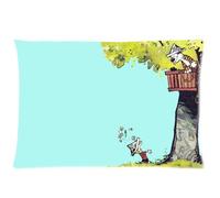 Calvin and Hobbes Custom Pillowcase 20x26 Rectangle Throw Pillow Cover Soft Cotton Zippered Cushion Case Two Sides Pattern Printed