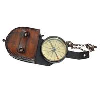 Calvin Handicrafts® Compas nautique Dollond London en laiton massif et chaîne avec belle couverture en cuir faite à la main boussole en laiton vintage élégante 6,3 cm