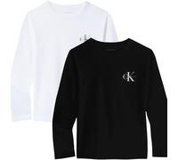 Calvin Klein 2p Chest Mono Ls T-Shirt Ib0ib02255 Autres Hauts, Black (CK Black/Bright White), 16 Ans Garçon