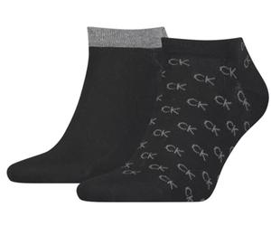 Calvin Klein All Over CK Logo Men's Liner Socks 2 pack, Basket Pour des hommes, Black, 39/42