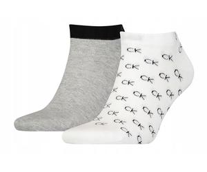 Calvin Klein All Over CK Logo Men's Liner Socks 2 pack, Basket Pour des hommes, White, 43/46