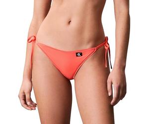 Calvin Klein Bas de Bikini Lanières à Nouer sur Le Côté Femme String Side Tie avec Insigne, Orange (Dazzling Coral), S