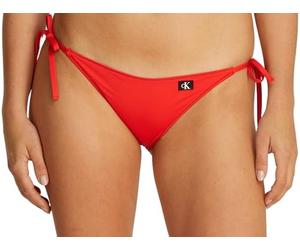 Calvin Klein Bas de Bikini Lanières à Nouer sur Le Côté Femme String Side Tie avec Insigne, Rouge (Flaming Chili), L