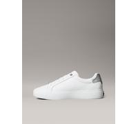 Calvin Klein Baskets Cupsole Femme Lace Up en Cuir, Blanc (Bright White/Silver), 37