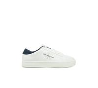 Calvin Klein Baskets Basses LTH Ym0ym00864 à Lacets Classiques pour Homme, Blanc Brillant Blanc Calvin Bleu Marine, 40.5 EU
