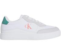 Calvin Klein Baskets Cupsole Homme Classic Nylon Mix avec Logo, Blanc (Bright White/Wild Green/Tigerilily), 45