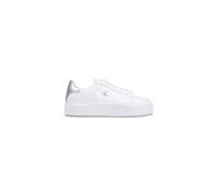 Calvin Klein - Baskets en cuir à lacets avec semelle en caoutchouc - Femme - Chaussures - Blanc - Taille: 39 EU