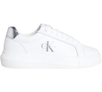 Calvin Klein Baskets Femme Chunky Silver en Cuir, Blanc (Bright White/Silver), 38