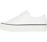 Calvin Klein Baskets Vulcanisées Femme Bold Low en Cuir, Blanc (Bright White/Black), 37