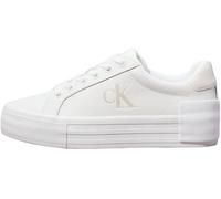 Calvin Klein Baskets Vulcanisées Femme Flatform Low en Cuir, Blanc (Bright White/Creamy White), 40
