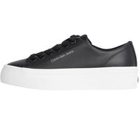 Calvin Klein Baskets Vulcanisées Femme Flatform Low en Cuir, Noir (Black/Bright White), 39