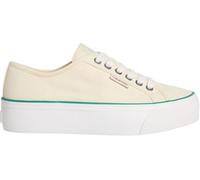 Calvin Klein Baskets Vulcanisées Femme Logo Tag Compensées, Jaune (Sweet Corn/Wild Green), 36