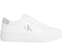 Calvin Klein Baskets Vulcanisées Femme Silver Logo Tag avec Logo, Blanc (Bright White/Silver), 37