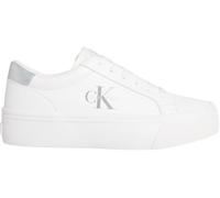 Calvin Klein Baskets Vulcanisées Femme Silver Logo Tag avec Logo, Blanc (Bright White/Silver), 39