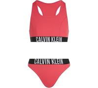 Calvin Klein Bikini Fille Bralette Set avec Ceinture Emblématique, Rouge (Deep Crimson Fruit), 12-14 Ans