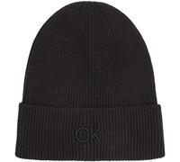 Calvin Klein Bonnet Femme Embroidery Fine Rib Beanie Chaud, Noir (CK Black), Taille Unique