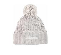 Calvin Klein Bonnet Femme Oversized Knit Beanie W/ Pompom 3 % Cachemire, Cement, Onesize