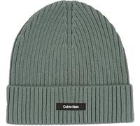 Calvin Klein Bonnet Homme Classic Cotton Rib Beanie en Coton, Vert (Dark Forest), Taille Unique