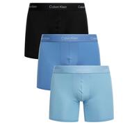 CALVIN KLEIN Boxers longs en coton extensible Icon, lot de 3, Noir/Glacier/Bleu