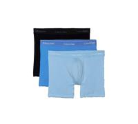 CALVIN KLEIN Boxers longs en coton extensible Icon, lot de 3, Noir/Glacier/Bleu