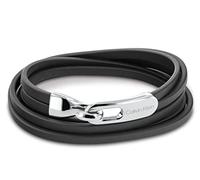 Calvin Klein Bracelet pour Homme Collection WRAPPED & BRAIDED avec Cuir Noir et Fermeture en Acier Inoxydable - 35000109