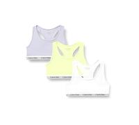 Calvin Klein Brassières Lot de 3 Fille Racerback, Multicolore (Purpleheather/Elfinyellow/Pcwhite), 8-10 Ans