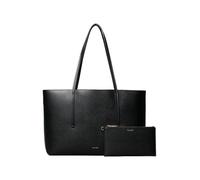 Calvin Klein Cabas Sac Femme Foil Logo Pochette Amovible, Noir (Black/Toasted Coconut), Taille Unique
