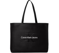 Calvin Klein Cabas Sac Femme Sculpted Slim Grand avec Fermeture Éclair, Noir (Black/Neutral), Taille Unique