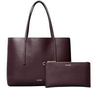 Calvin Klein Cabas Sac Femme Small avec Pochette Amovible, Rouge (Fudge/Espresso), Taille Unique