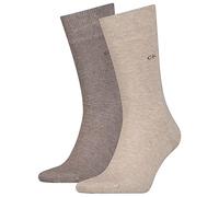 Calvin Klein Calvin Klein Casual Flat Knit Cotton Men's Crew Socks 2 pack, Chaussette classique Pour des hommes, brown melange, 39/42