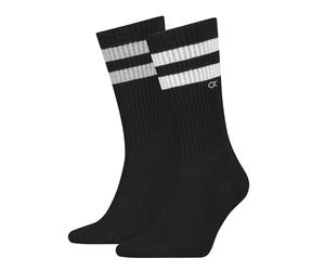 Calvin Klein Calvin Klein Stripes Casual Men's Crew Socks 2 pack, Chaussette Crew Pour des hommes, Black, 39/42