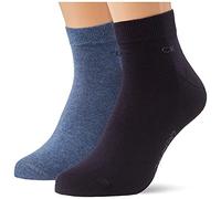 Calvin Klein Casual Flat Knit Cotton Men's Quarter Socks 2 pack, Trimestre Pour des hommes, denim melange, 39/42