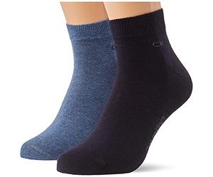 Calvin Klein Casual Flat Knit Cotton Men's Quarter Socks 2 pack, Trimestre Pour des hommes, denim melange, 39/42