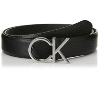 Calvin Klein Ceinture Femme Ck Logo Belt 3.0 Pebble Cuir, Noir (Ck Black), 85 cm